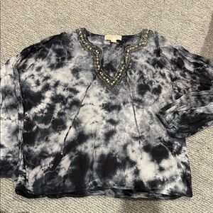 Michael Kors Embellished Black and Gray Women's Top size XL